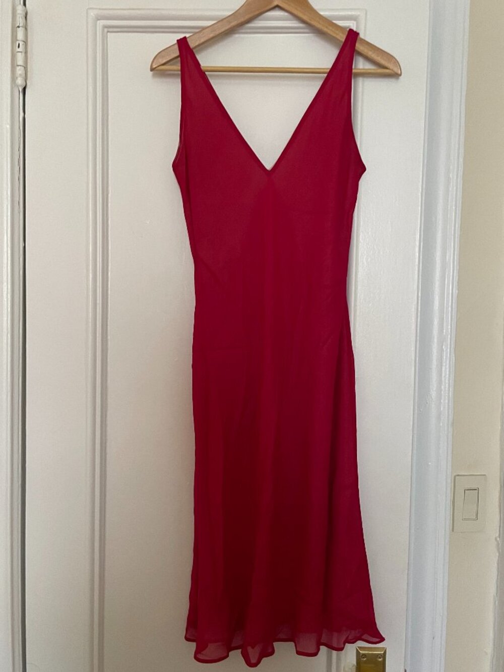 Vintage Y2K Banana Republic Fuchsia Triple-Layered Midi Slip Dress — Size 8